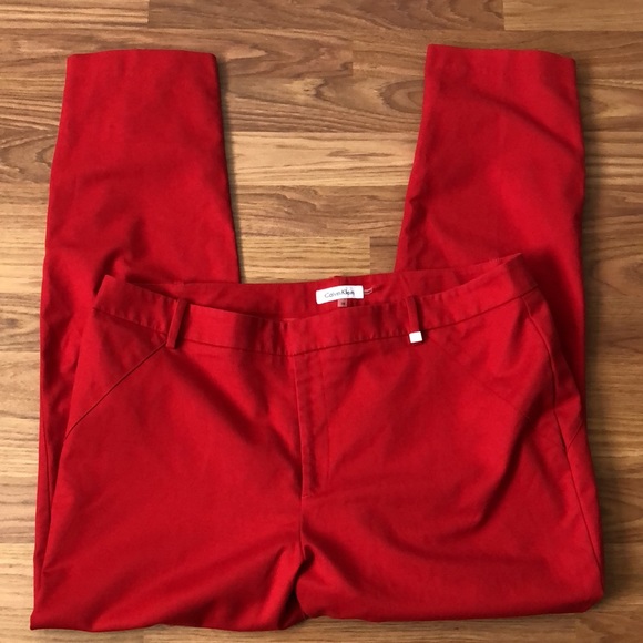 Calvin Klein Red Zip Ankle Pants Sz 16 - Picture 4 of 9